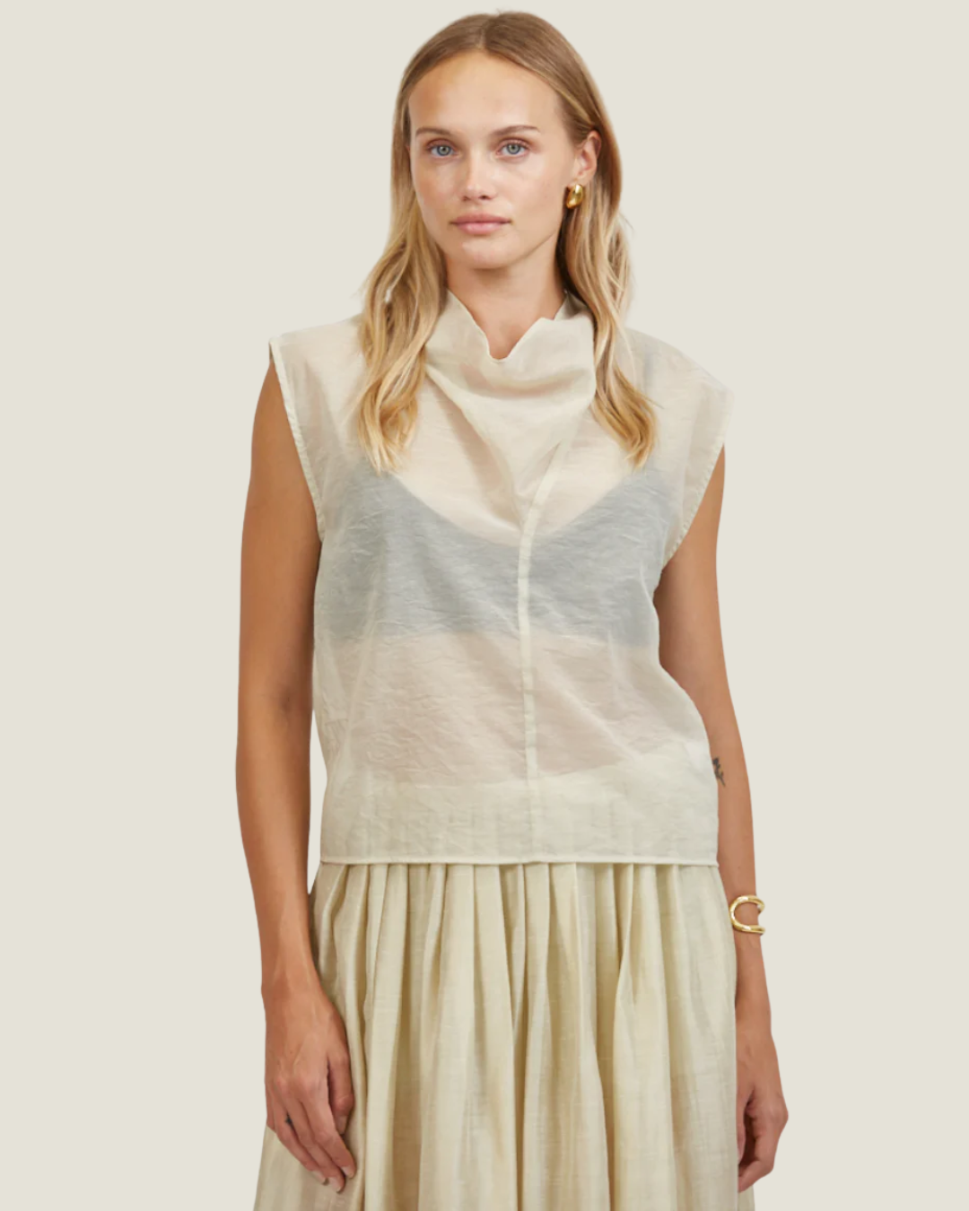 Kaelia Sleeveless Sheer Blouse