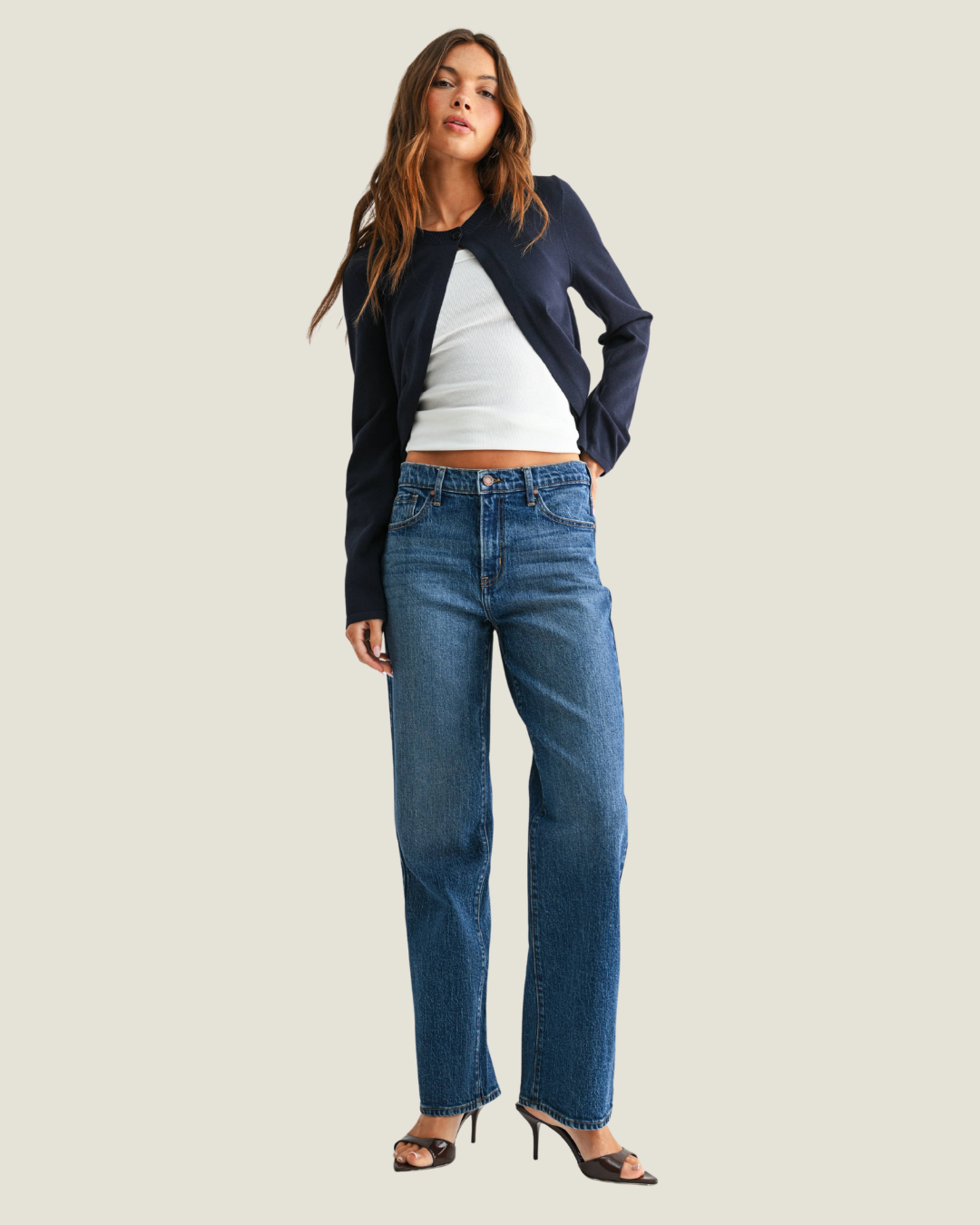 Caroline Straight Leg Mid-Rise Denim