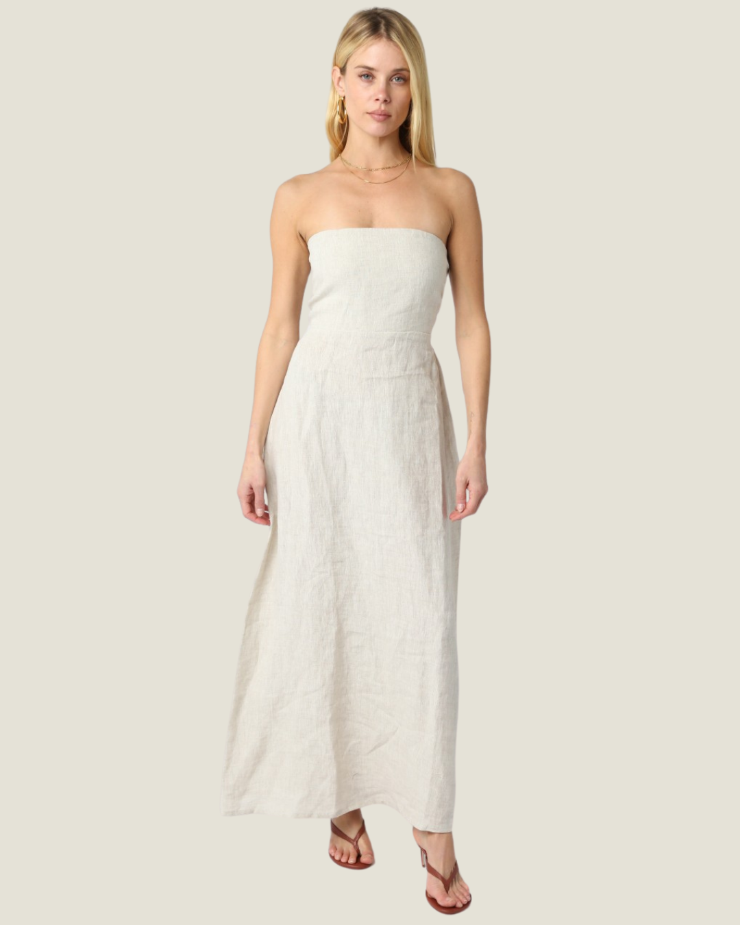 The Maisie: Strapless Linen Maxi
