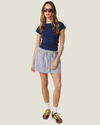Effie Stripe Front-Tie Mini Skirt
