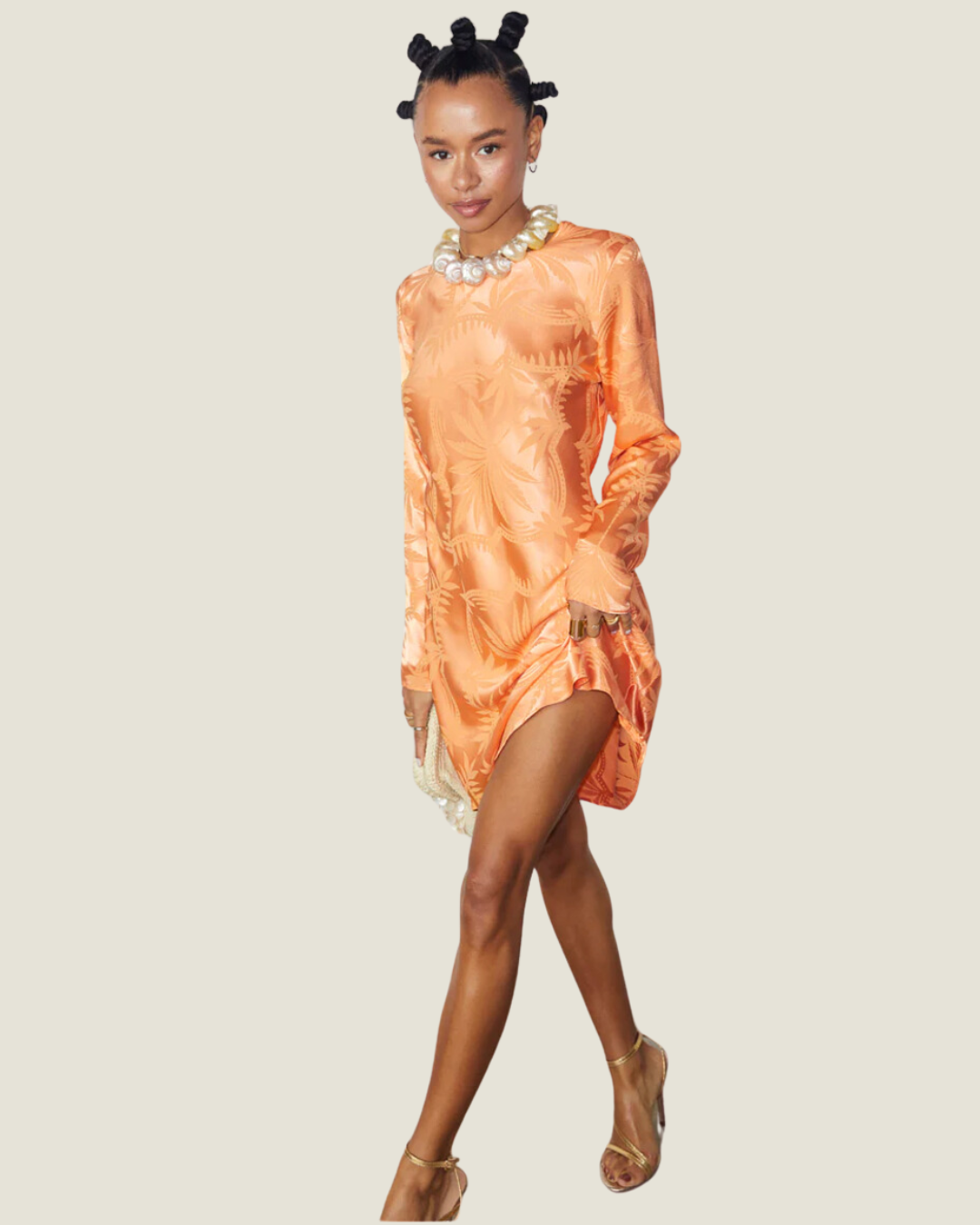 Apricot Palm Silk Mini Dress