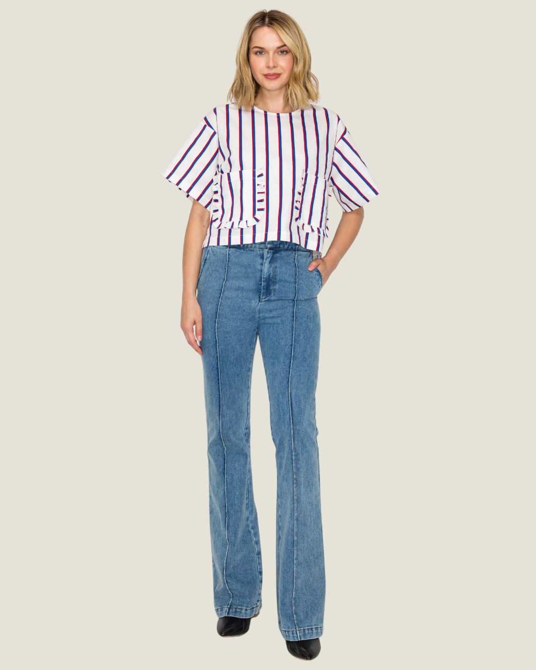Selena Ruffle Stripe Top