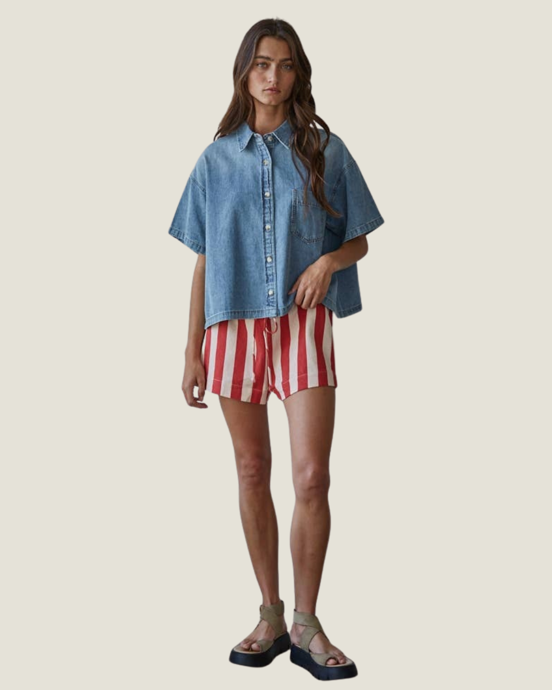 Riley Cotton Denim Short Sleeve Shirt