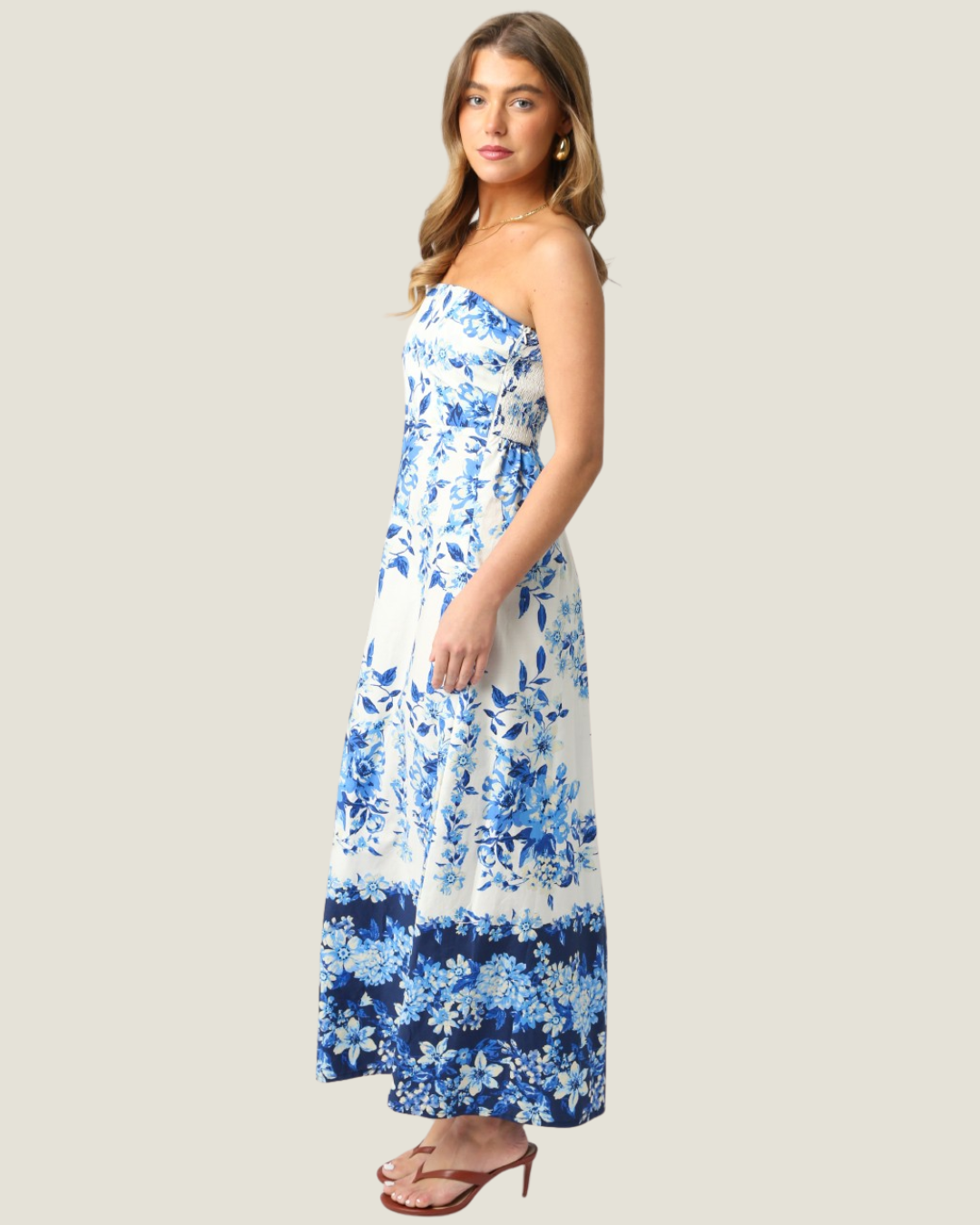 Lila Strapless Floral Maxi Dress