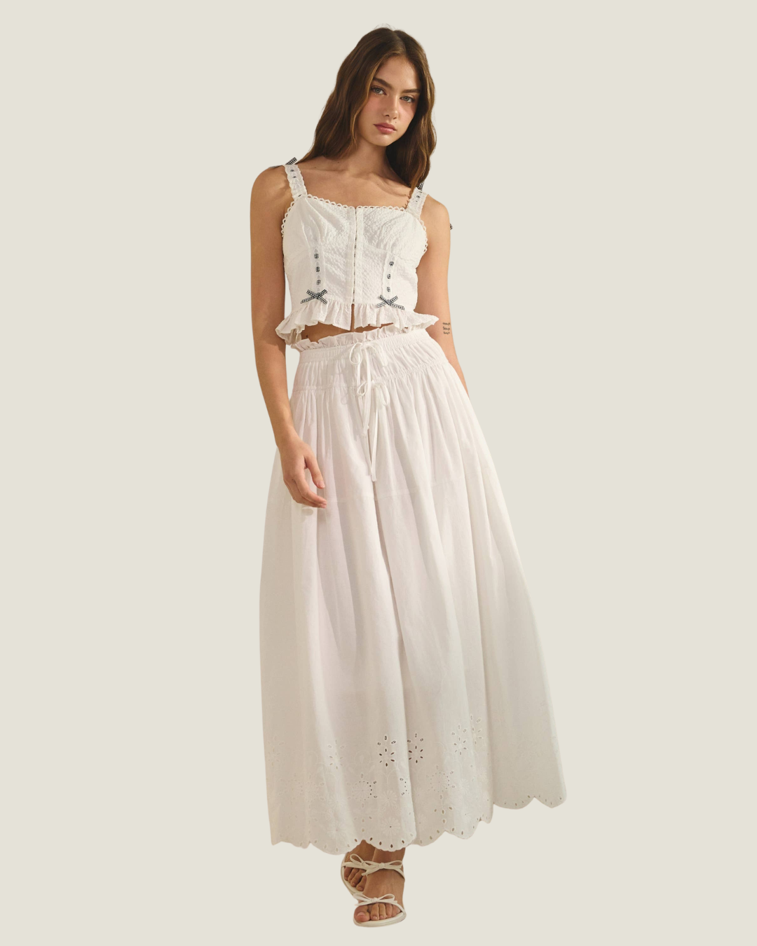 Marilyn Retro Eyelet Midi Skirt