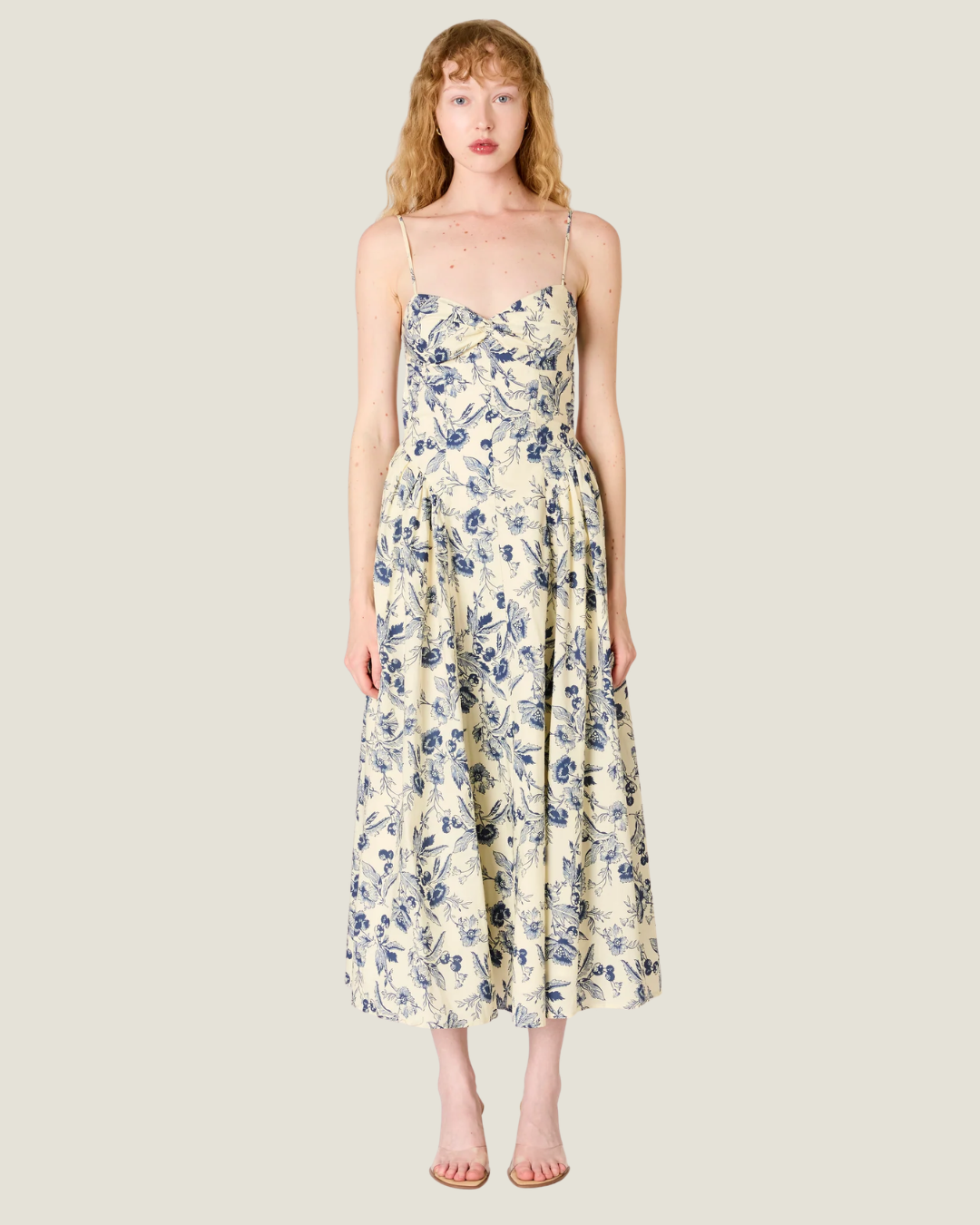 Destene Navy Patterned Midi Dress
