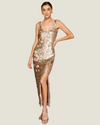 The Naida- a sequin midi dress from Love Celine women’s boutique in SWFL.