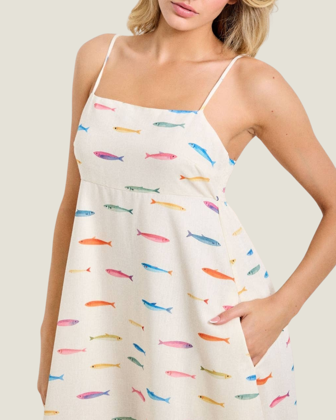 Marnie Fish Print Midi Dress