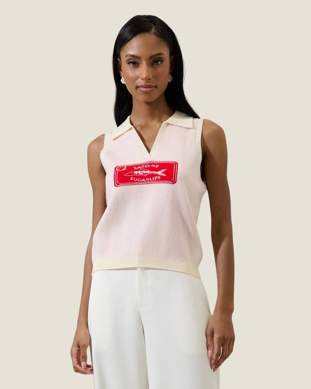 Surma Sardine Sleeveless Polo Sweater Vest