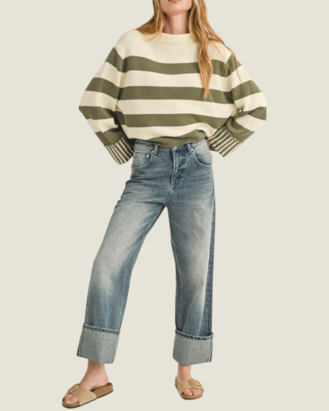 The Renee: Straight Leg Cuffed Hem Jeans