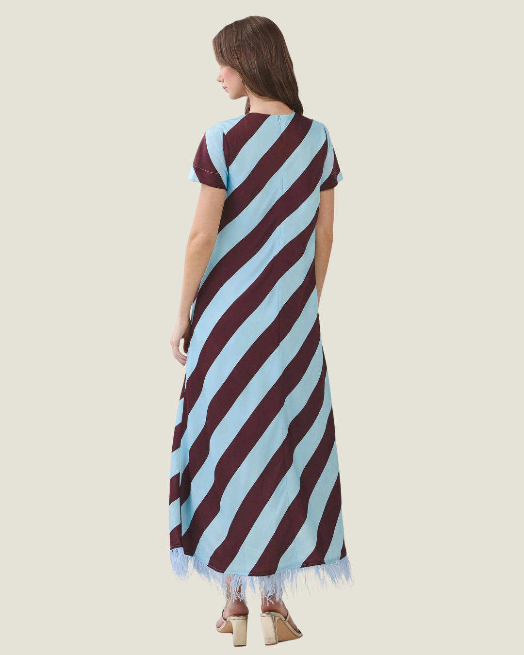 Marlow Stripe Feather Hem Dress