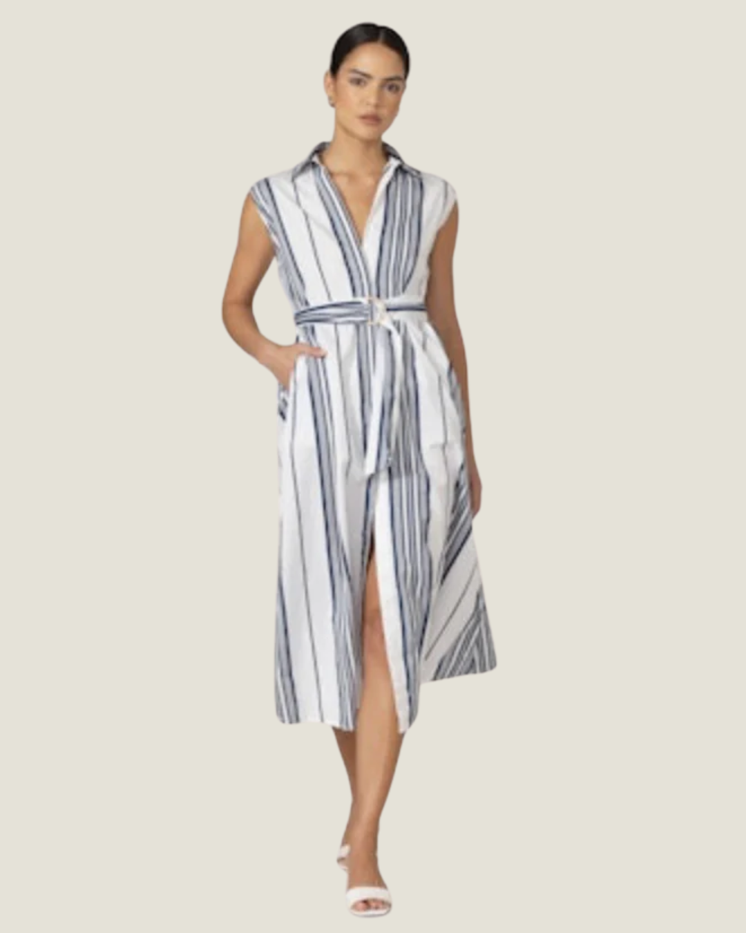 The Lizzy: Belted Poplin Dress