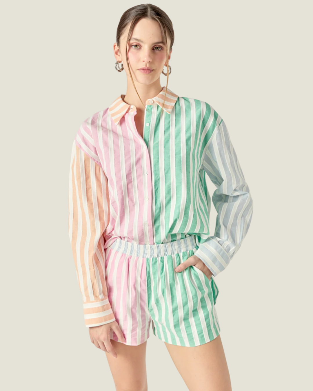 The Addison: Colorblock Stripe Shirt
