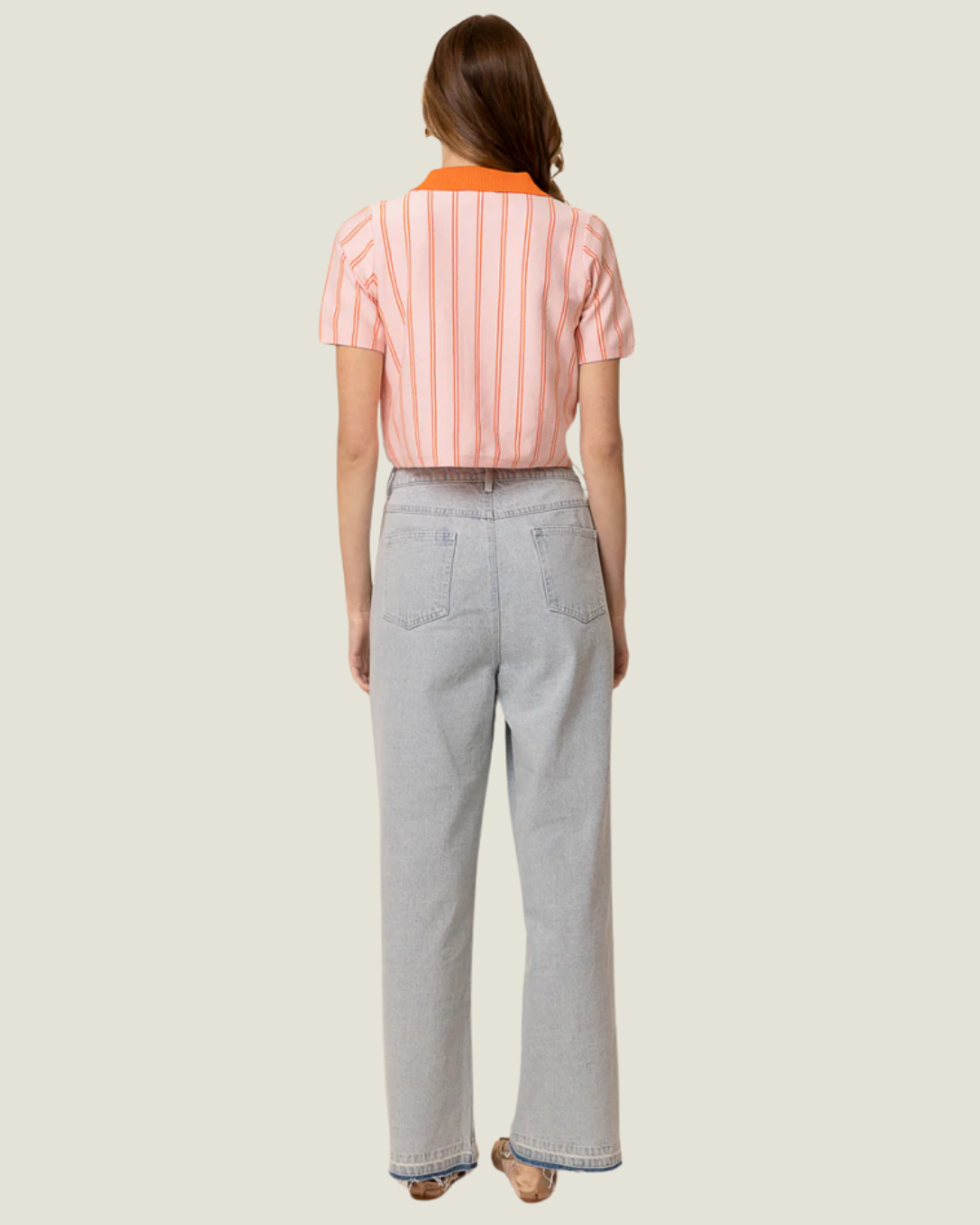 Rheba Striped Collared Crop Top