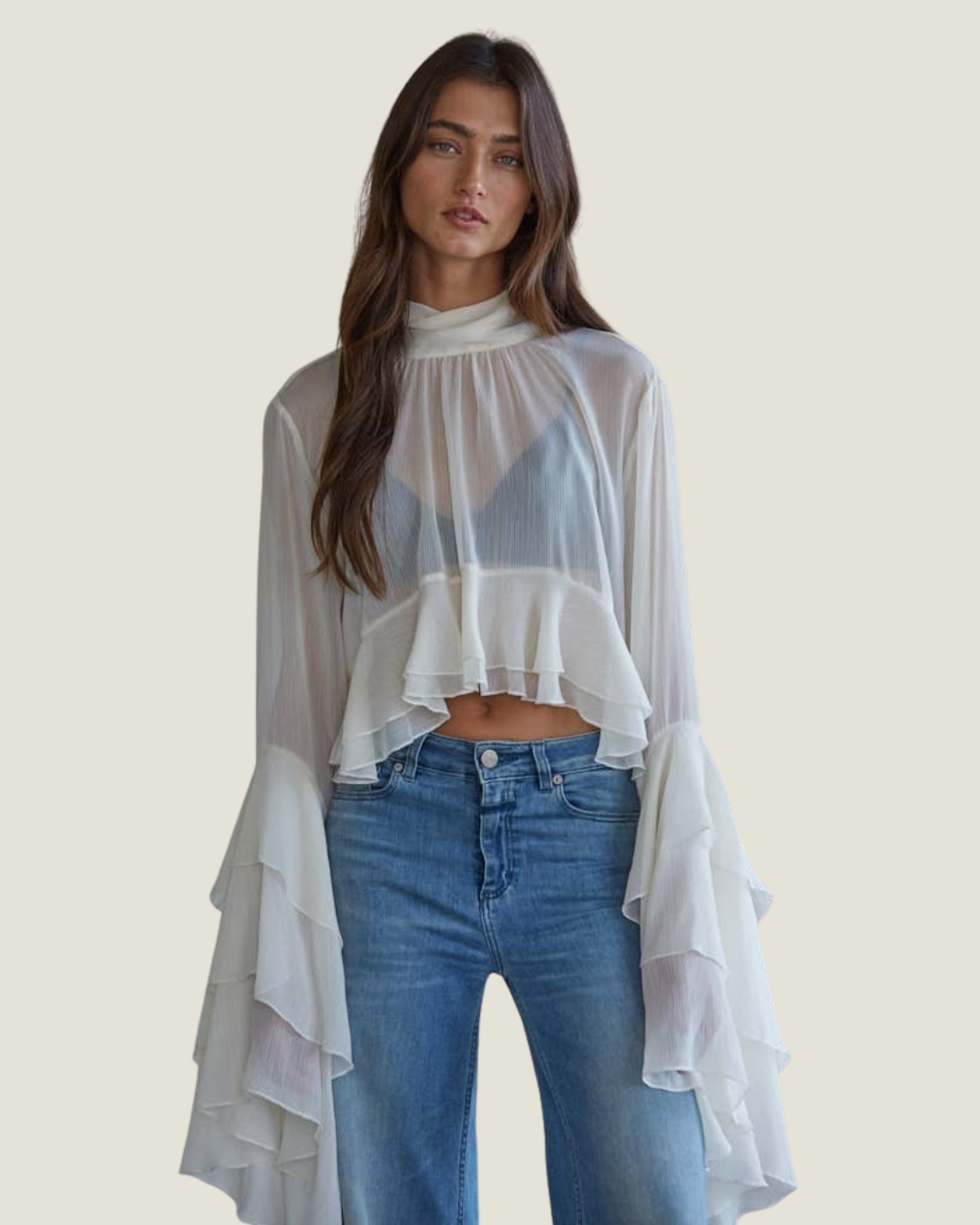 Ilyssa Woven Chiffon See Through Top