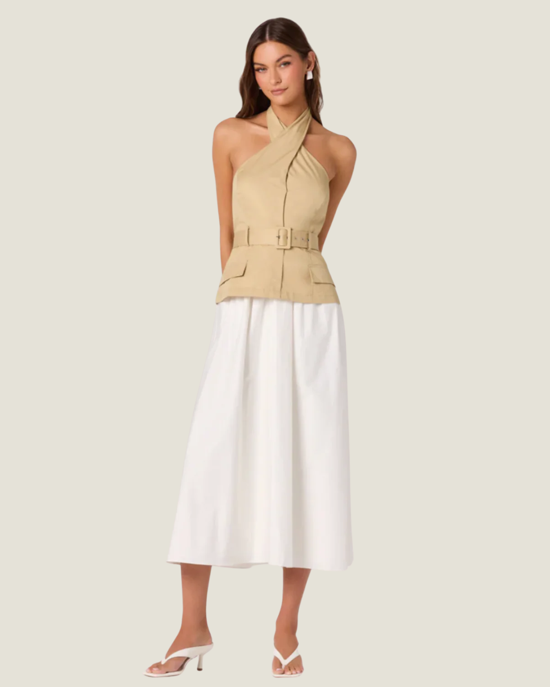Aleda Belted Midi Dress