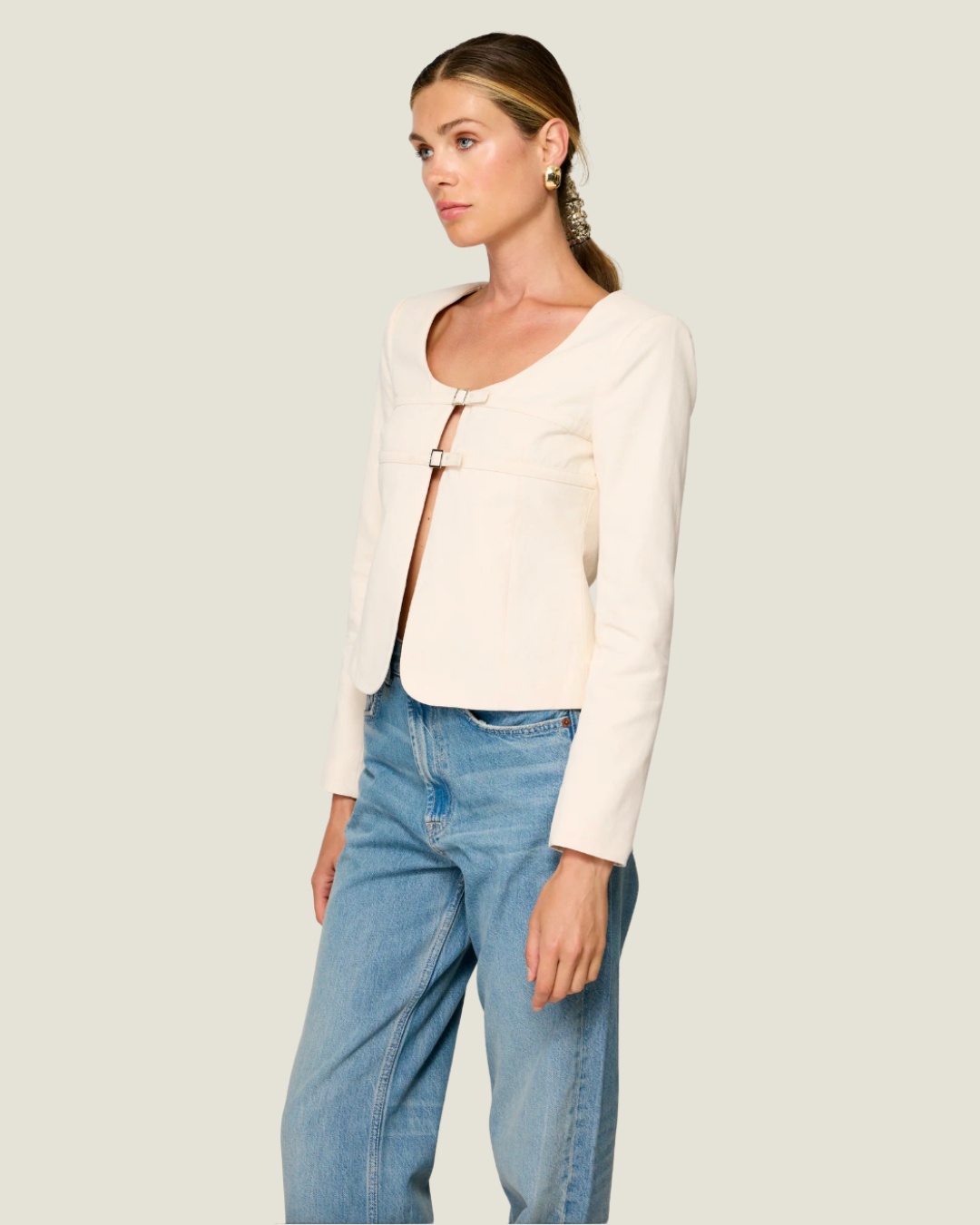Devin Cropped Hook Front Jacket