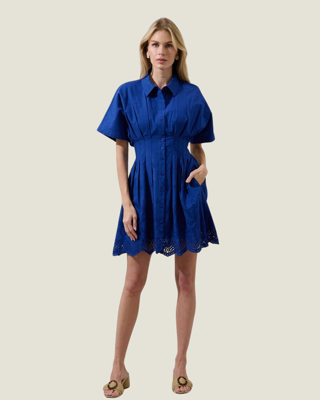 Sammie Collared Eyelet Mini Dress
