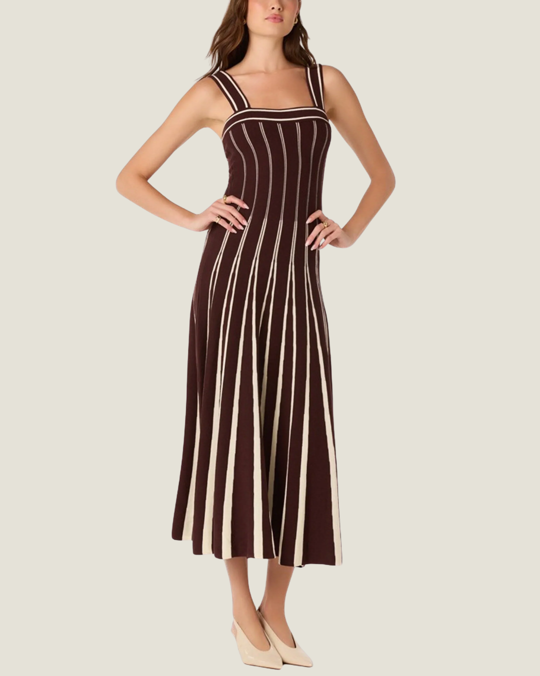 Marlen Striped Knit Midi Dress