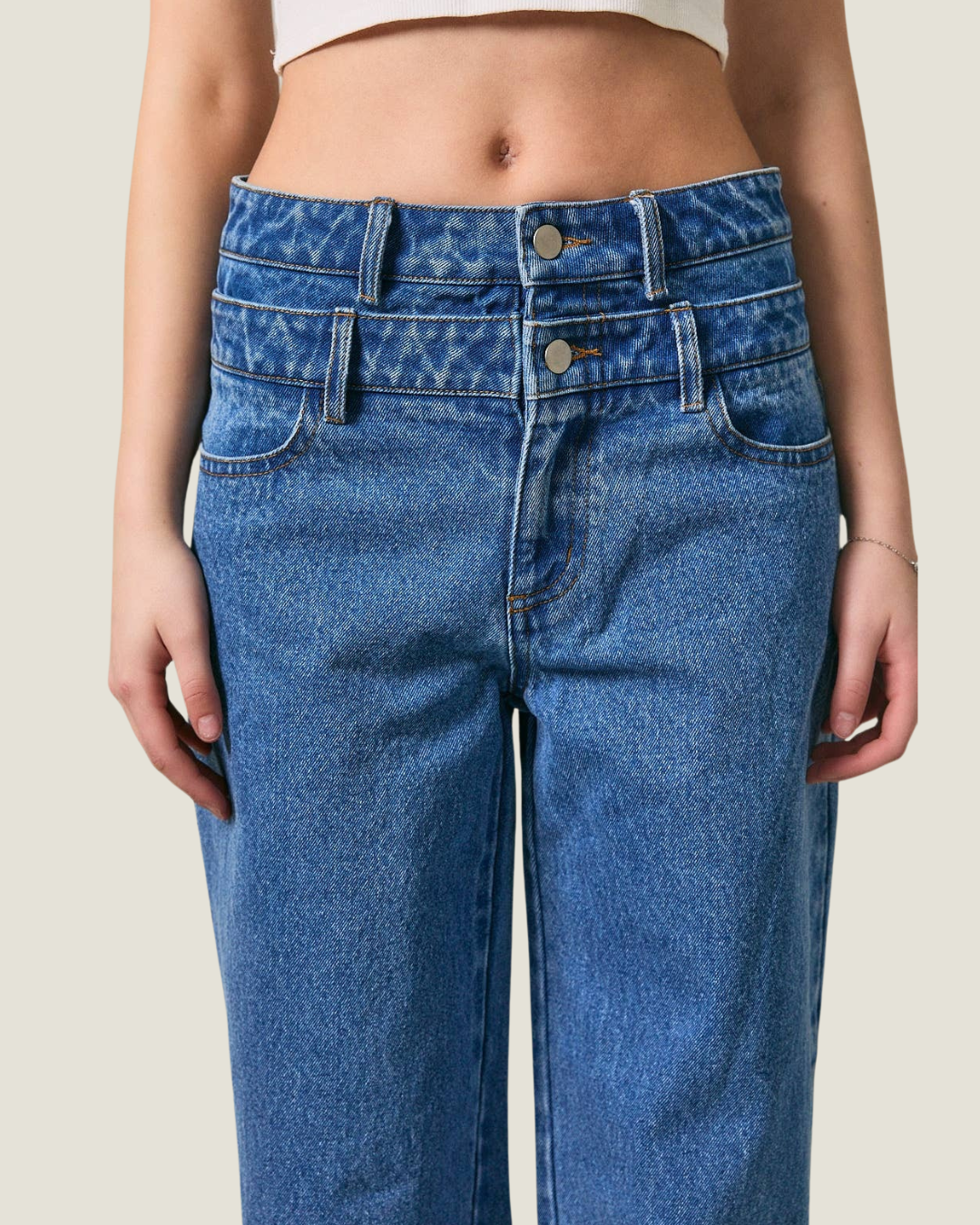 Skye Double Layered Waist Denim Pants