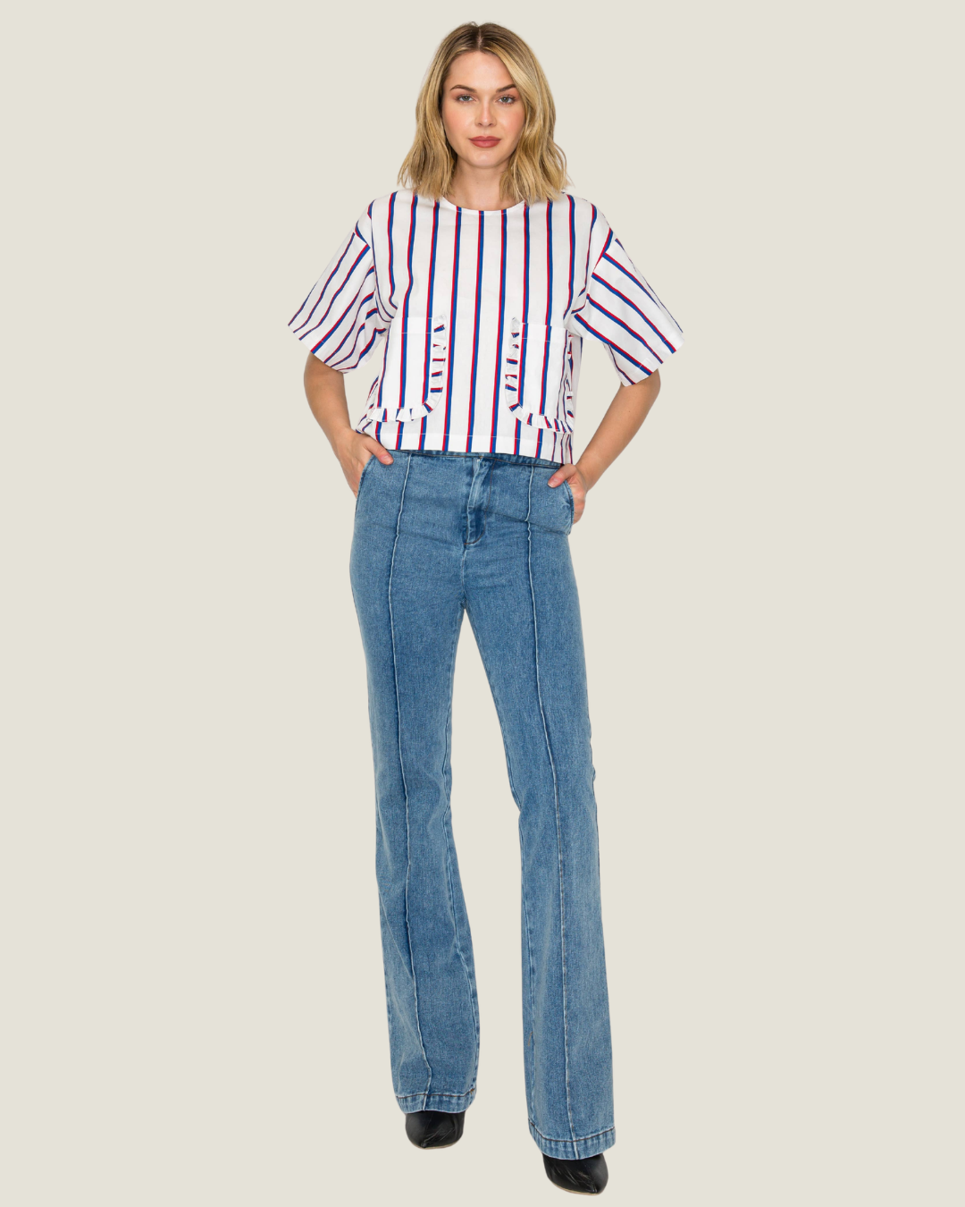 Selena Ruffle Stripe Top