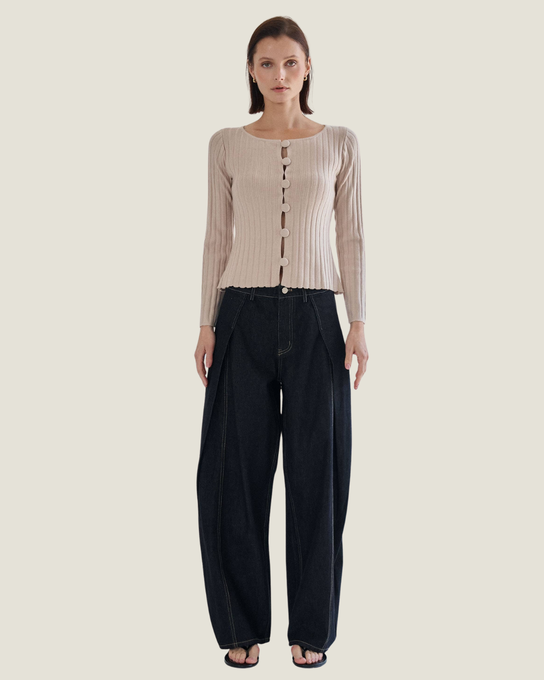 Xandra Pleated Barrel Jeans