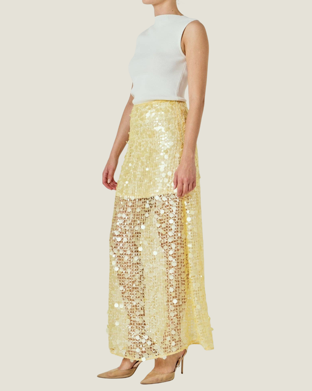 Daphne Sequin Mesh Maxi Skirt