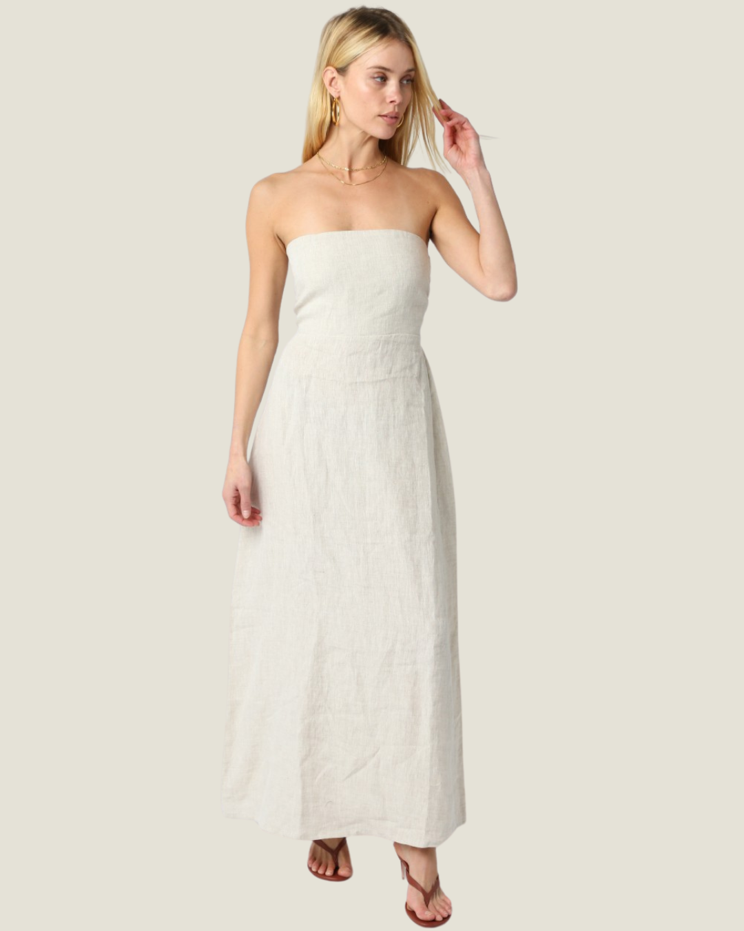 The Maisie: Strapless Linen Maxi