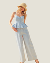 Moroney Straight Wide Leg Pinstripe Pants