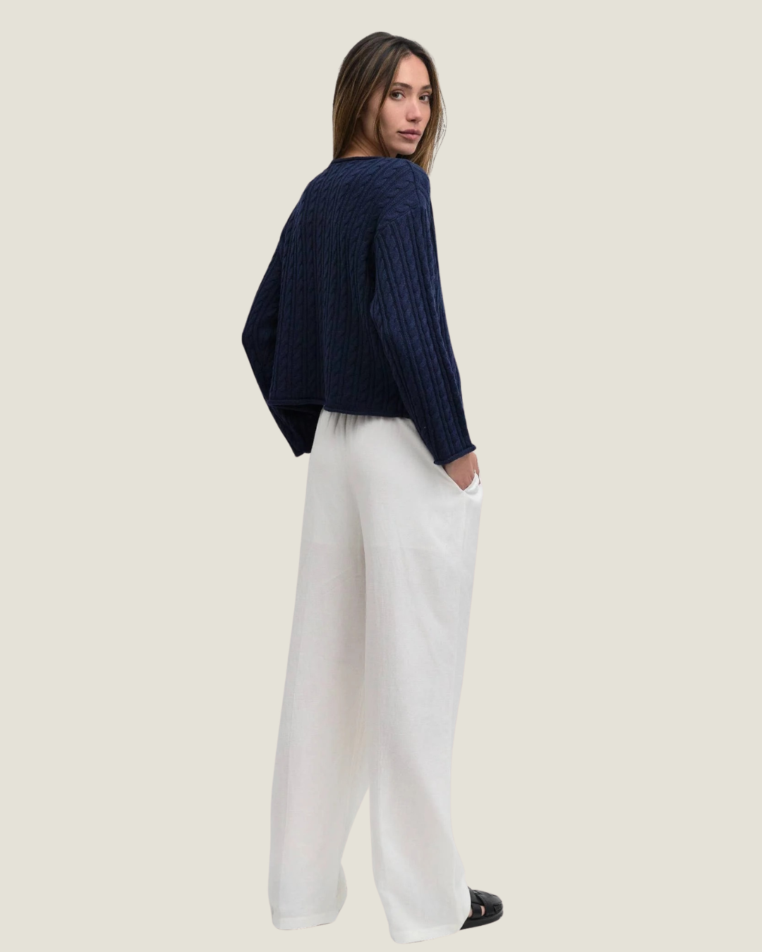 Emory Sweater Rolled Hem Cable Knit Sweater