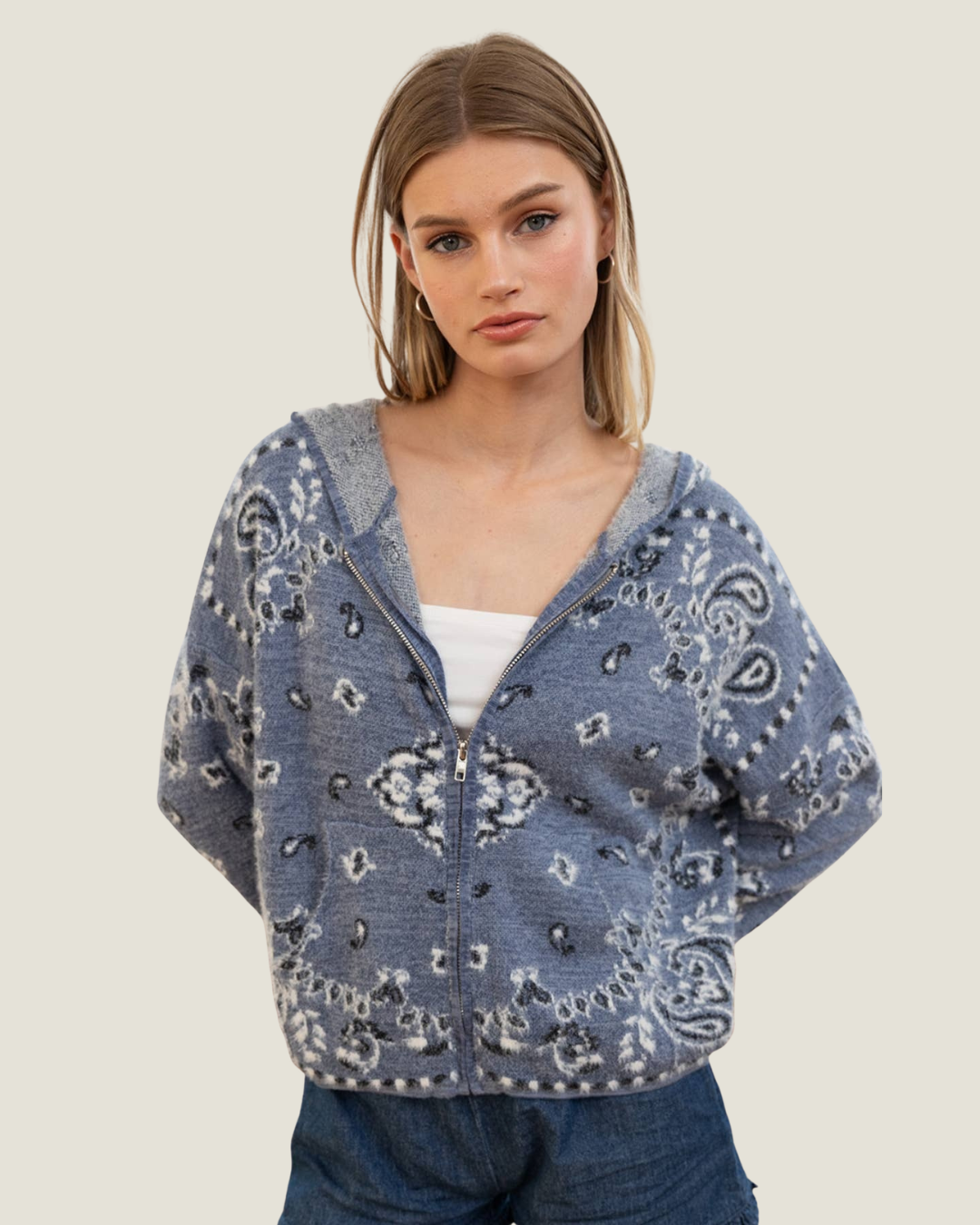 Nova Knit Bandana Print Hoodie