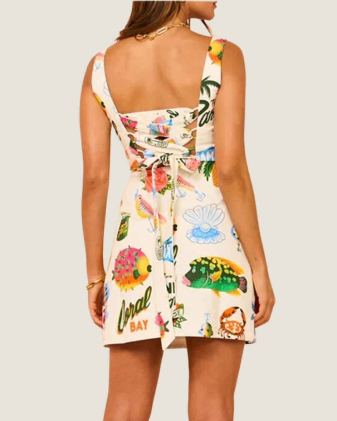 The Maldives: Paradise Print Square Neck Mini Dress