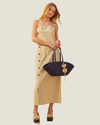 Atlas Button Detail Linen Long Dress