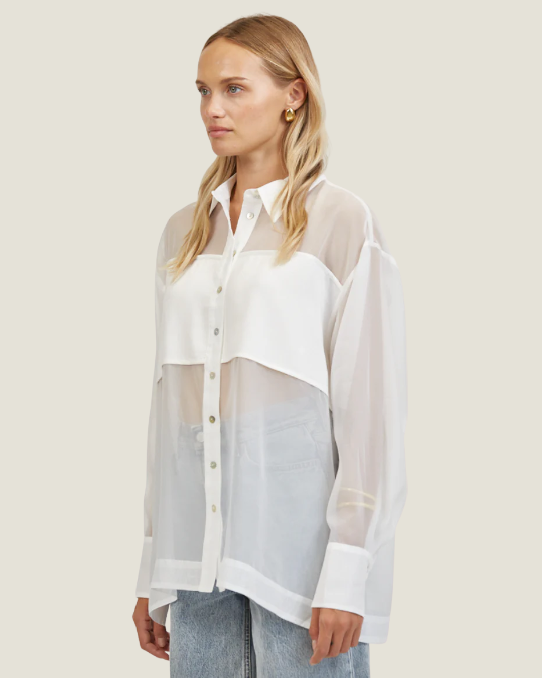Kaelia Sheer Collared Blouse