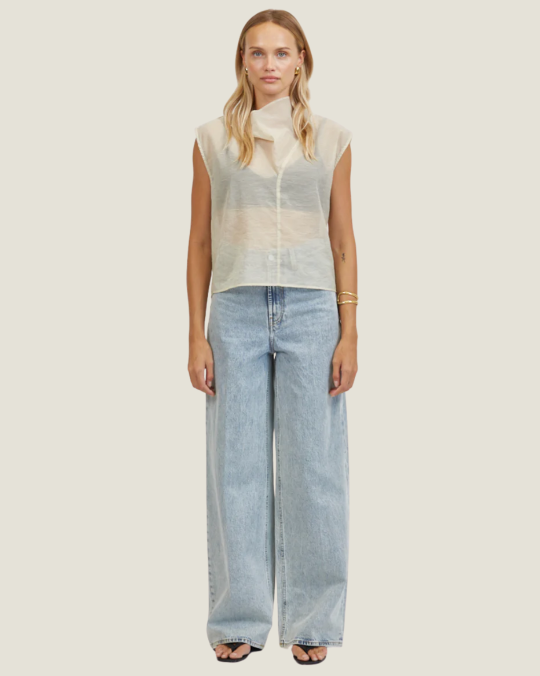 Kaelia Sleeveless Sheer Blouse