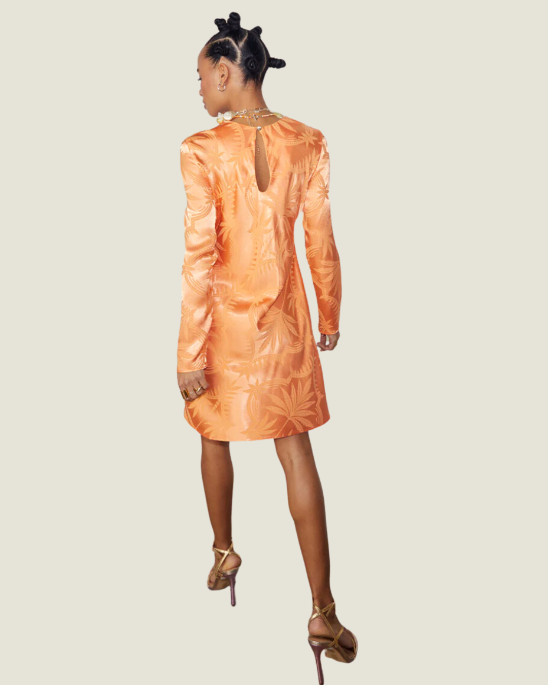 Apricot Palm Silk Mini Dress