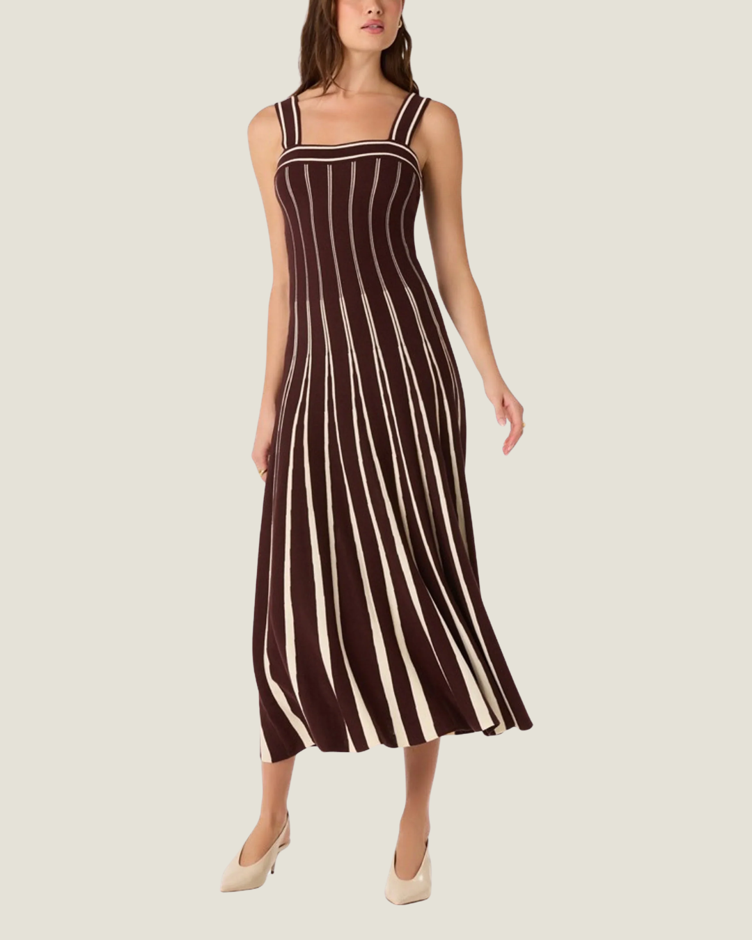 Marlen Striped Knit Midi Dress