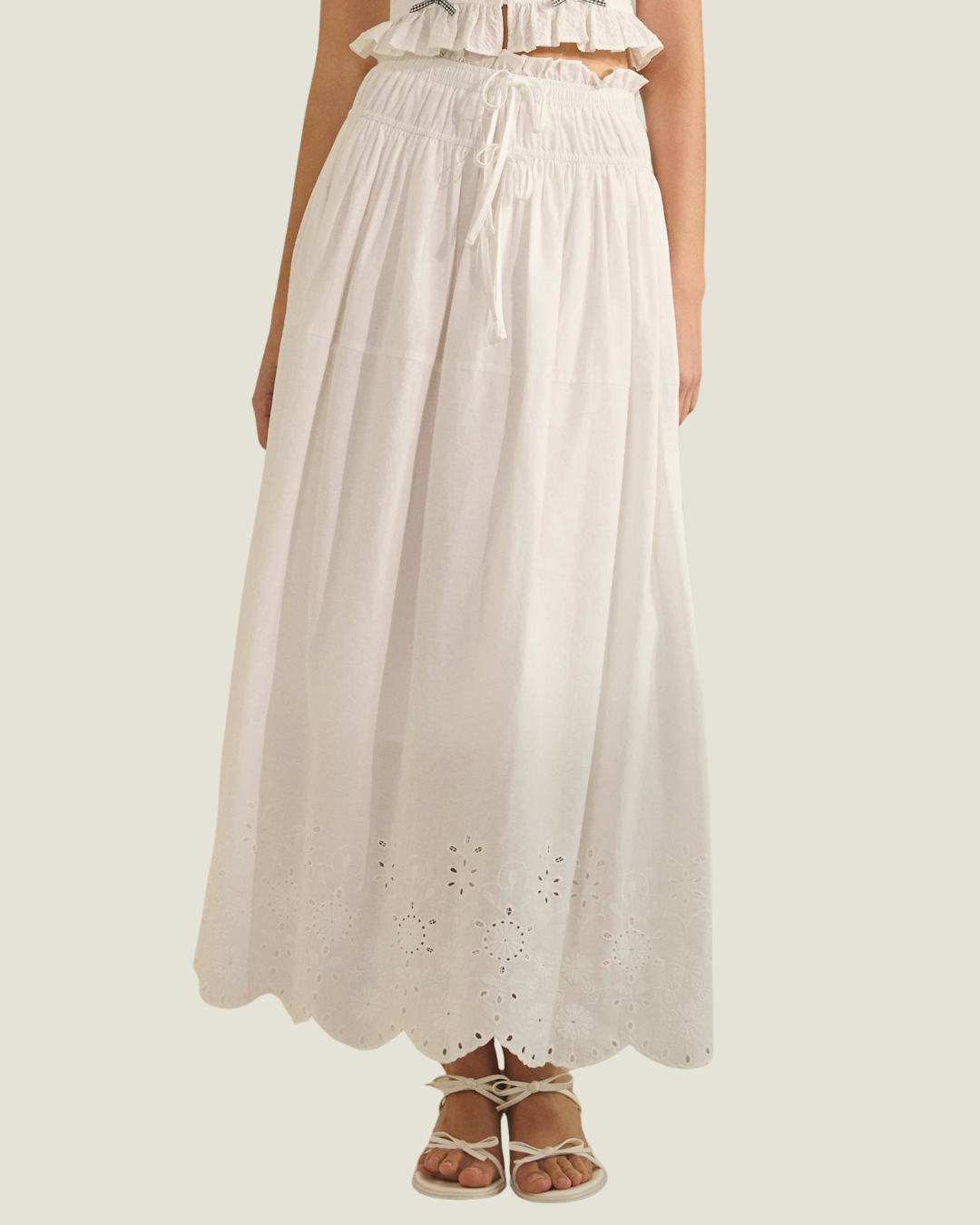 Marilyn Retro Eyelet Midi Skirt