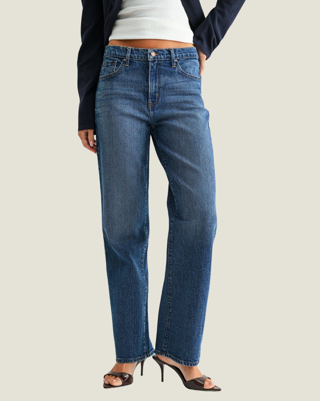 Caroline Straight Leg Mid-Rise Denim