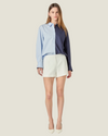 Brooks Colorblock Button-Down a navy & powder blue shirt made for everyday wear.  Available at Love Celine a women’s boutique in SWFL.