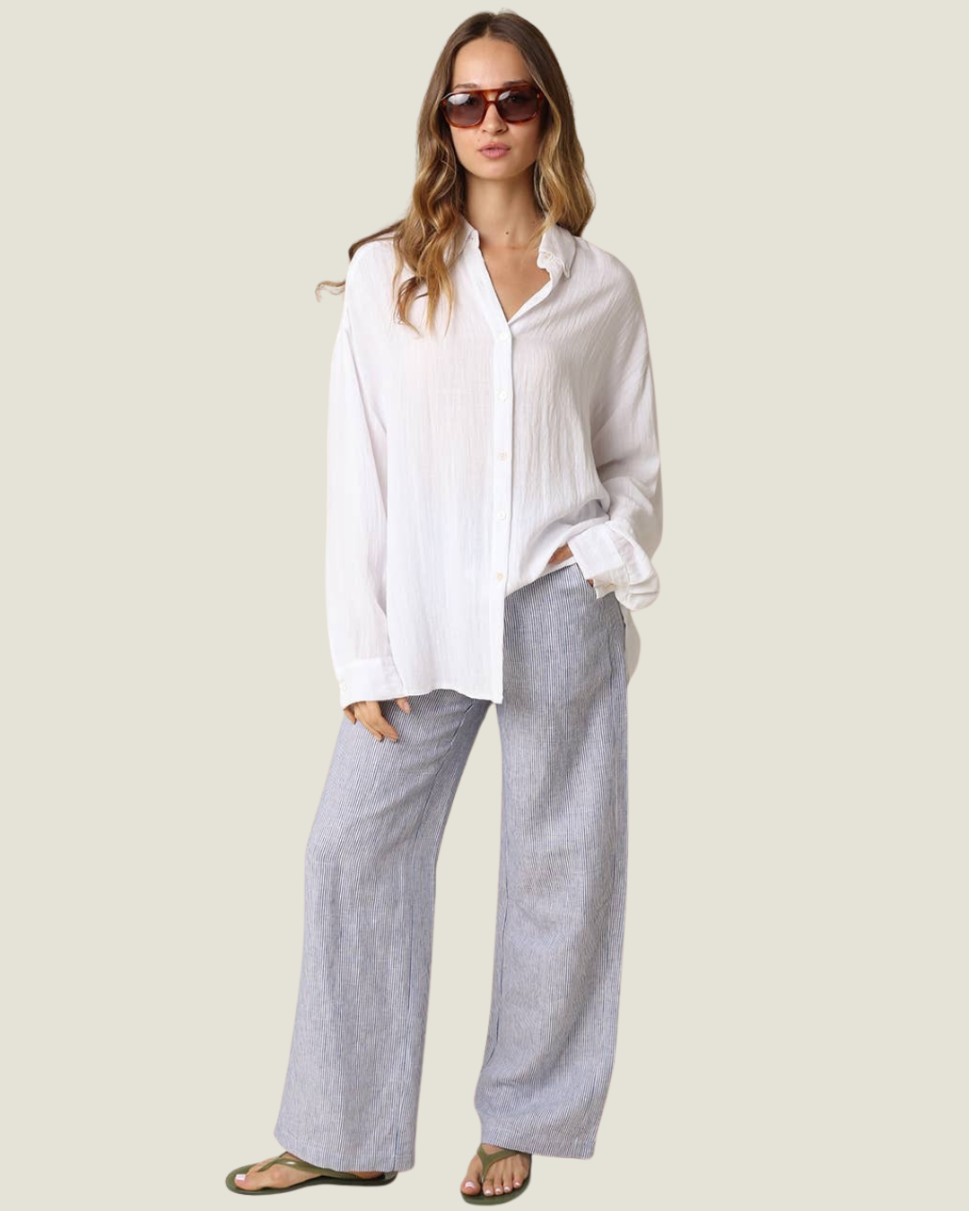 Gemma Sky Linen Wide Leg Pants