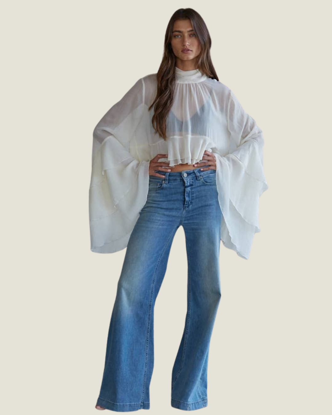 Ilyssa Woven Chiffon See Through Top