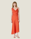 Cielo Cowl Neck Asymmetrical Midi Dress