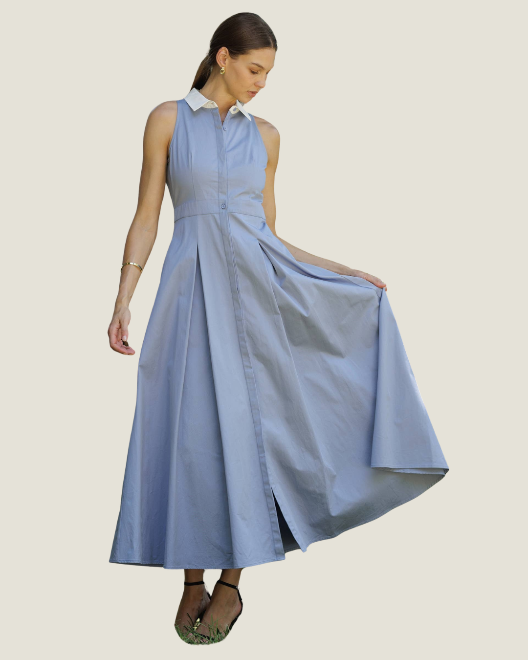 Tessa Sleeveless Collared Maxi Dress