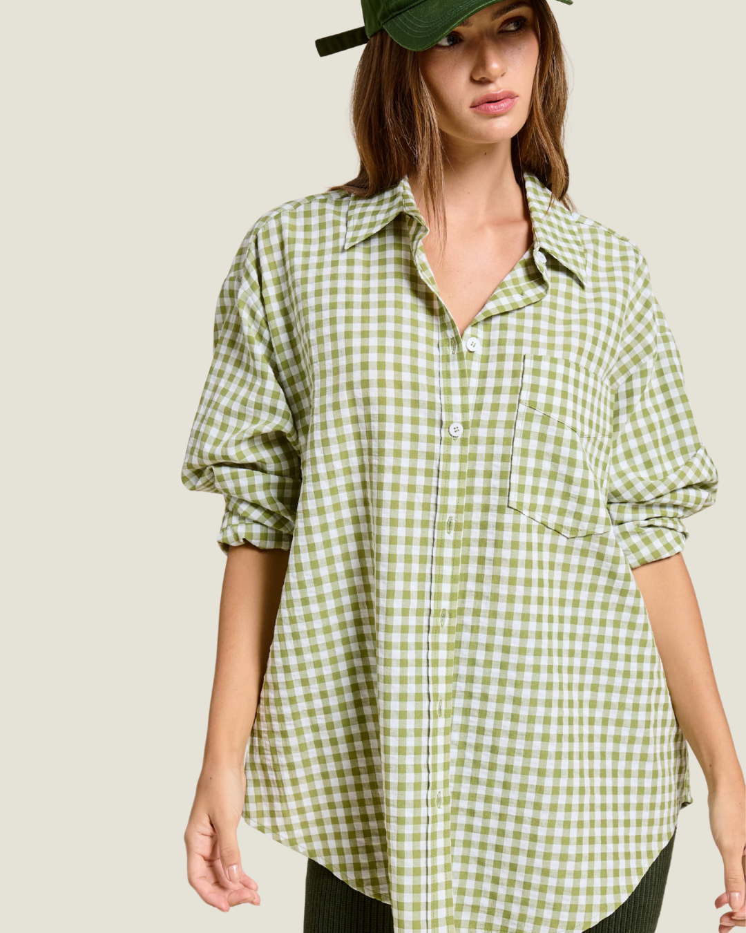 Paige Oversized Gingham Button Down Shirt