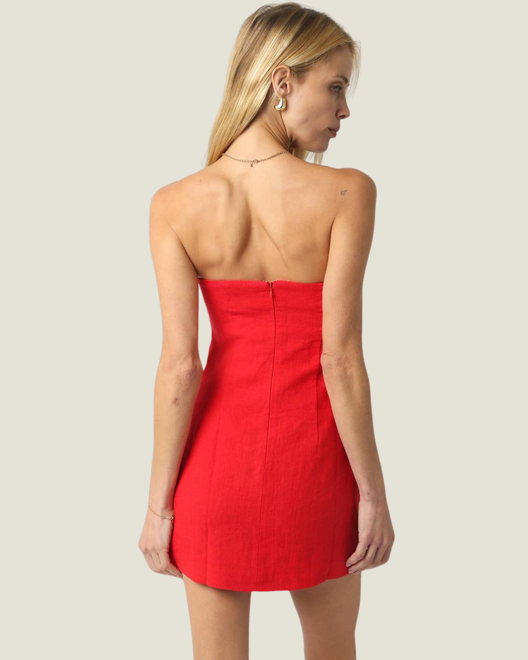 Nancy Strapless Linen Mini Dress