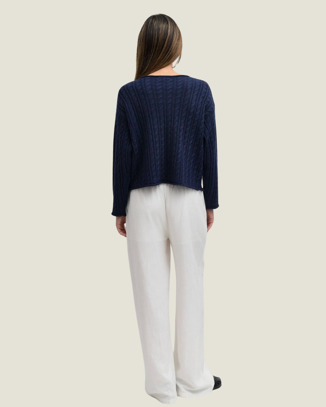Emory Sweater Rolled Hem Cable Knit Sweater