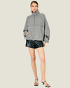 Women's Archie Plaid Jacket featuring a relaxed fit, zip-front closure, front zipper pockets, and adjustable drawstring waist.