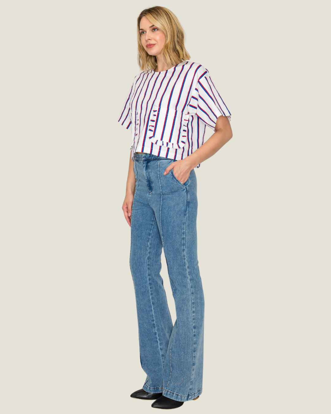 Selena Ruffle Stripe Top