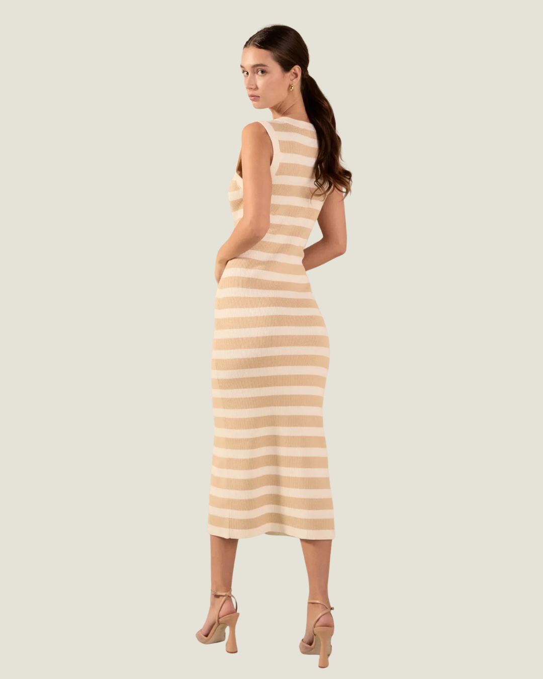 Avery Stripe Button Front Midi Dress